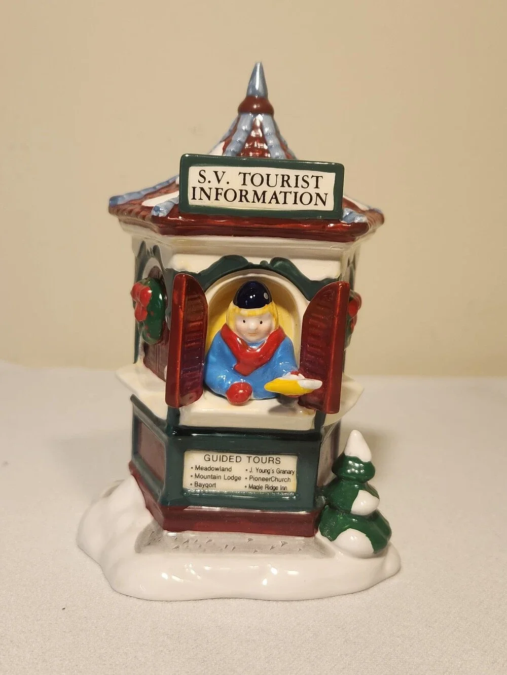 Dept. 56 Snow Village Hand Painted Tour The Village Tourist Information Booth